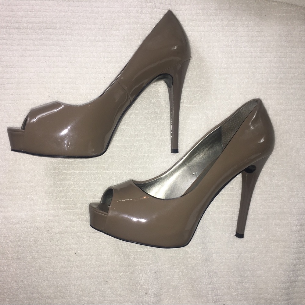 Open Toe Tan Heels
